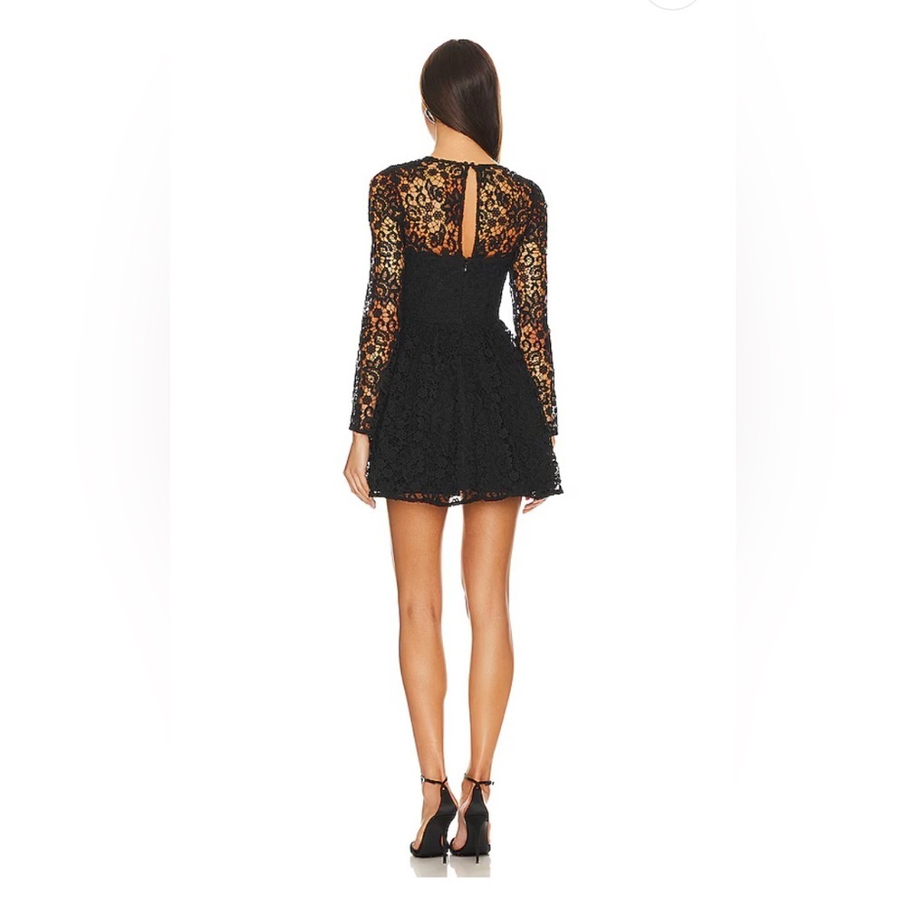New Self-Portrait Tie-neck Mini Dress in Black - Picture 4 of 16